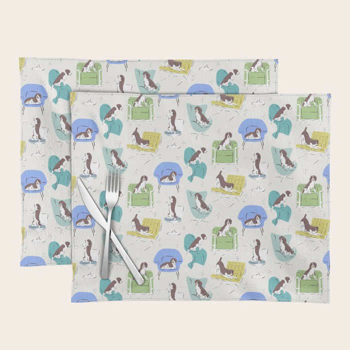 Mid-century Modern Chairs with Beagle Dogs Placemat Gallery Image 1