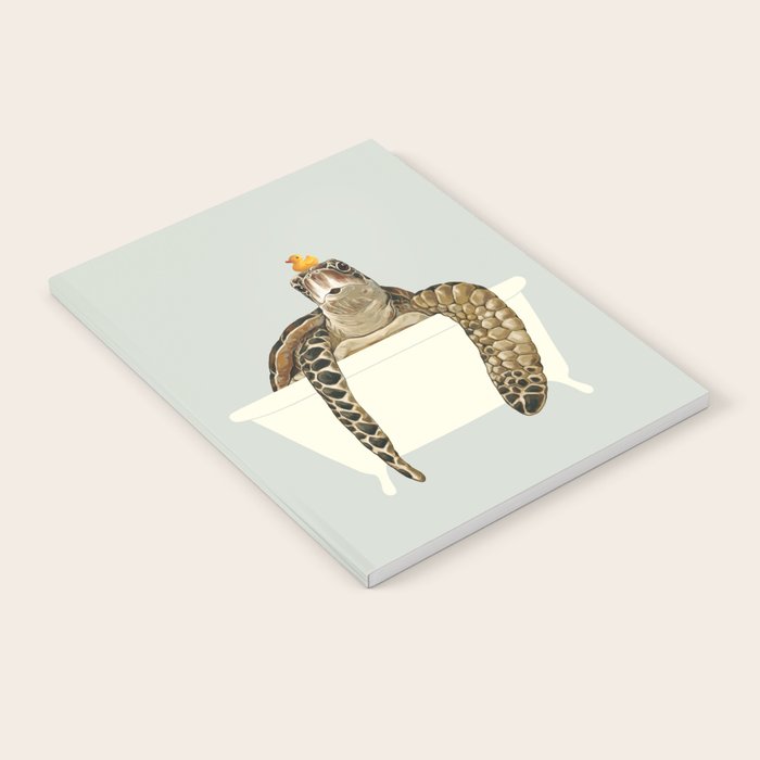 Sea Turtle in Bathtub #green Notebook