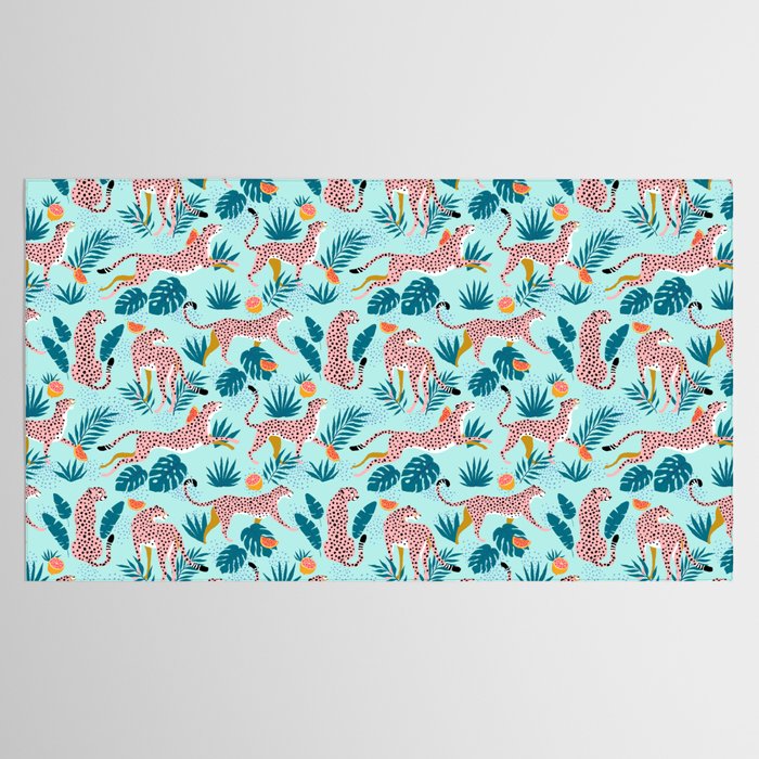 Cheetahs In The Grapefruit Grove, Tropical Jungle bohemian Wildlife, Tiger Wild Cat Nature Forest Tablecloth Gallery Image 2