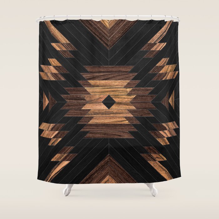 Urban Tribal Pattern No.7 - Aztec - Wood Shower Curtain Gallery Image 1