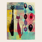 Mid-Century Modern 2 Cats - Graffiti Style Poster Gallery Image 4