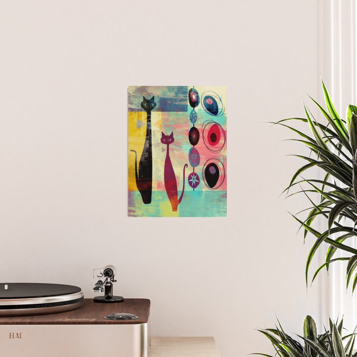 Mid-Century Modern 2 Cats - Graffiti Style Poster Gallery Image 2