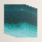 Starry Ocean, teal sailboat watercolor sea waves night Wrapping Paper Gallery Image 3