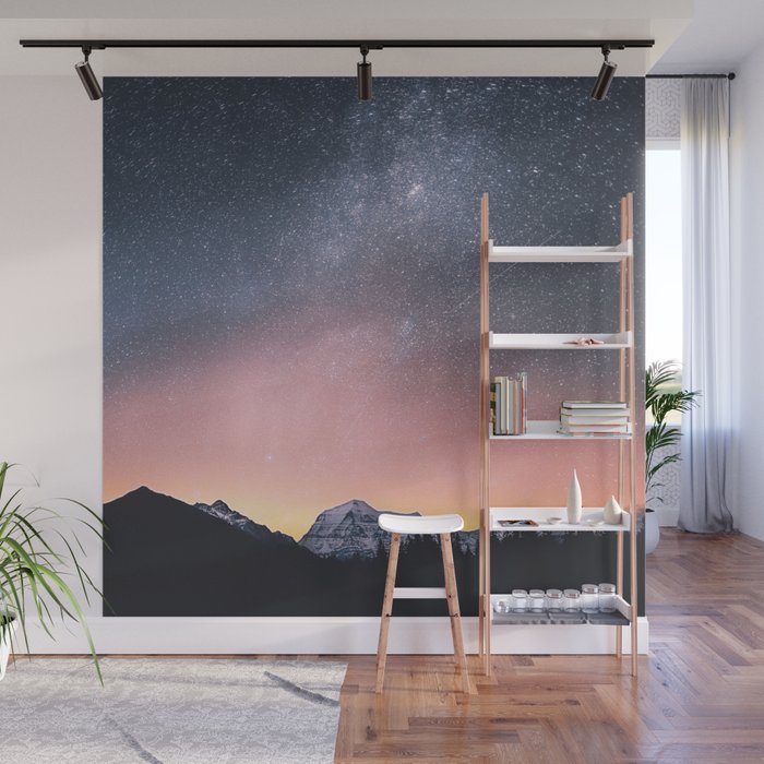 Milky Way Stars Mountain Landscape Wall Mural Gallery Image 1