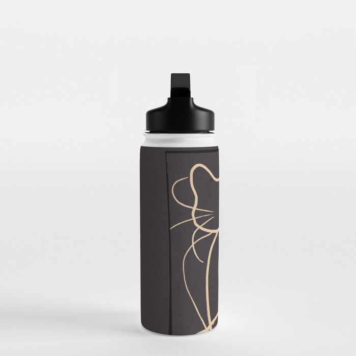 Abstract Line Art Cat 11 Water Bottle Gallery Image 3