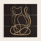 Abstract Line Art Cat 11 Wood Wall Art Gallery Image 1