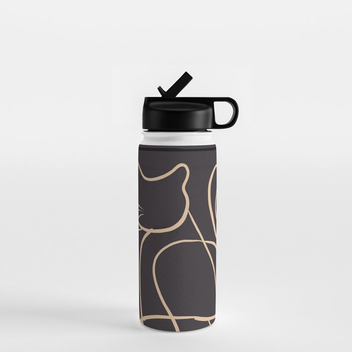 Abstract Line Art Cat 11 Water Bottle Gallery Image 1