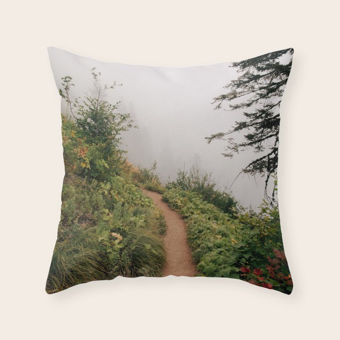 Misty Forest Path Throw Pillow Gallery Image 1