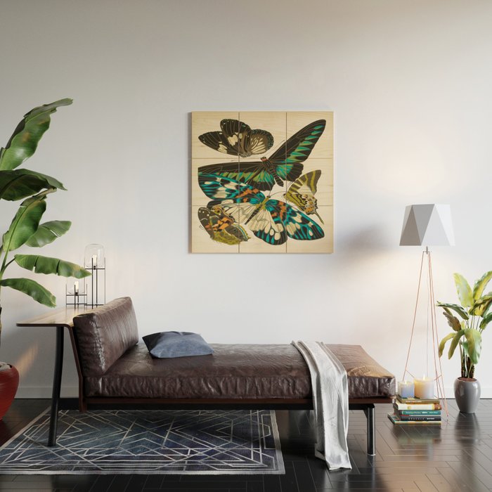Vintage Butterfly Illustration EA Seguy Papillon Wood Wall Art Gallery Image 2