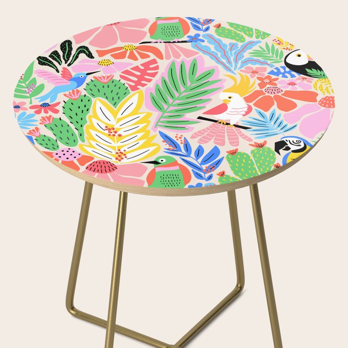 Joyful Jungle Exotic Birds Colorful Pattern Side Table Gallery Image 2
