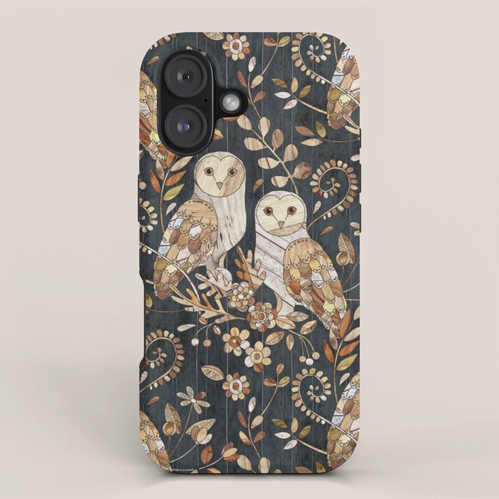 Wooden Wonderland Barn Owl Collage iPhone Case Gallery Image 1