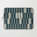 offset stripes Modern Geometric Abstract Shapes Green Black Cream Laptop Sleeve Gallery Image 1