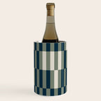 offset stripes Modern Geometric Abstract Shapes Green Black Cream Wine Chiller Gallery Image 1