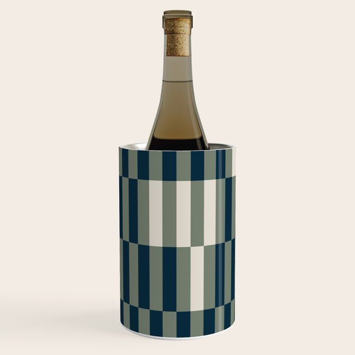 offset stripes Modern Geometric Abstract Shapes Green Black Cream Wine Chiller Gallery Image 1
