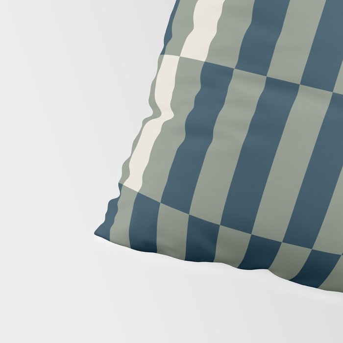 offset stripes Modern Geometric Abstract Shapes Green Black Cream Pillow Sham Gallery Image 4