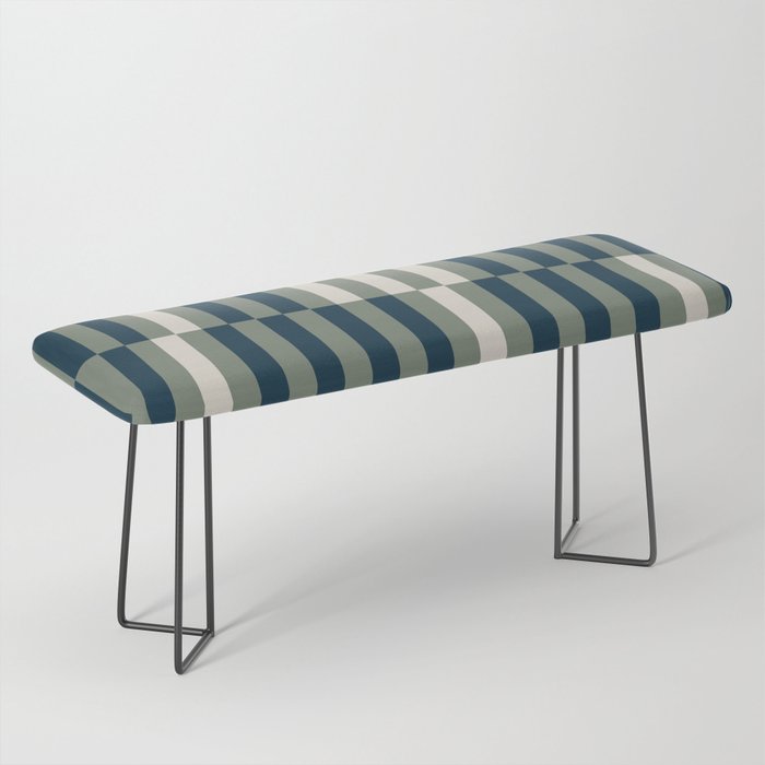offset stripes Modern Geometric Abstract Shapes Green Black Cream Bench Gallery Image 1