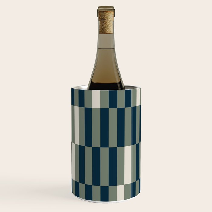 offset stripes Modern Geometric Abstract Shapes Green Black Cream Wine Chiller Gallery Image 3
