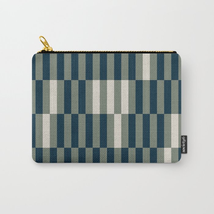 offset stripes Modern Geometric Abstract Shapes Green Black Cream Carry All Pouch Gallery Image 1