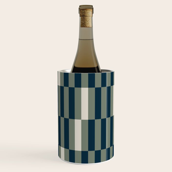 offset stripes Modern Geometric Abstract Shapes Green Black Cream Wine Chiller Gallery Image 2