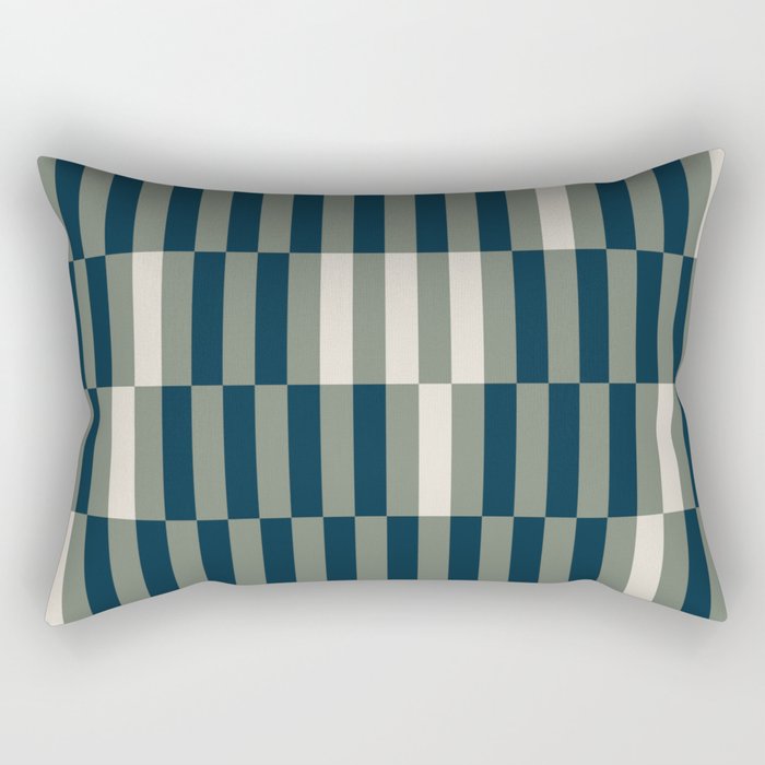 offset stripes Modern Geometric Abstract Shapes Green Black Cream Rectangular Pillow Gallery Image 2
