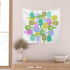 Mid Century Abstract Pickleball Shapes Wall Tapestry Gallery Image 2