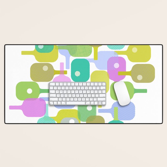 Mid Century Abstract Pickleball Shapes Desk Mat Gallery Image 1