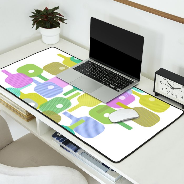 Mid Century Abstract Pickleball Shapes Desk Mat Gallery Image 2