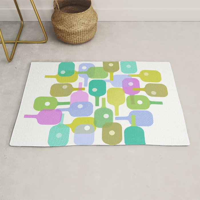 Mid Century Abstract Pickleball Shapes Rug Gallery Image 1