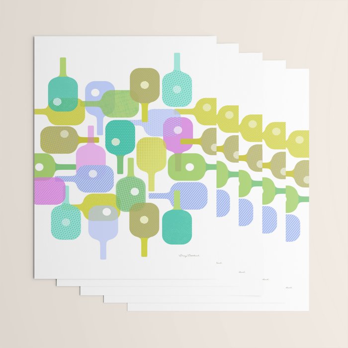 Mid Century Abstract Pickleball Shapes Wrapping Paper Gallery Image 3