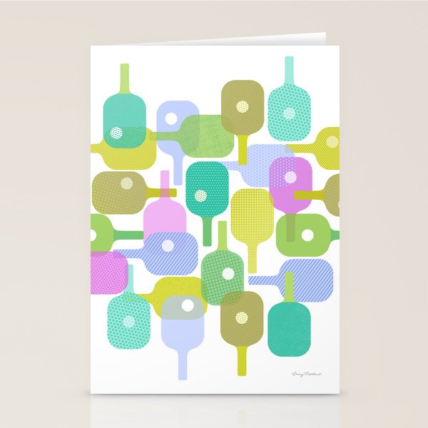 Mid Century Abstract Pickleball Shapes Stationery Card Gallery Image 2