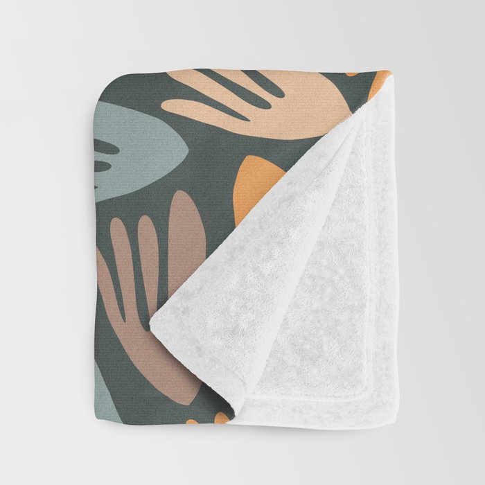 Papier Découpé Abstract Cutout Pattern Slate Blue Orange Blush Taupe Throw Blanket Gallery Image 3
