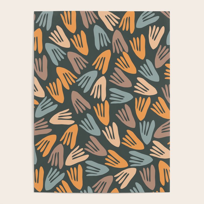 Papier Découpé Abstract Cutout Pattern Slate Blue Orange Blush Taupe Poster Gallery Image 4