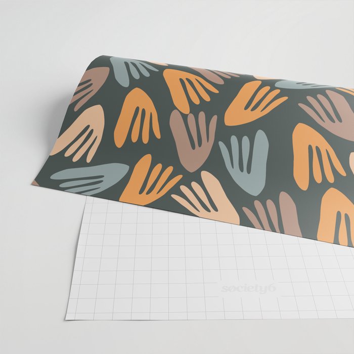 Papier Découpé Abstract Cutout Pattern Slate Blue Orange Blush Taupe Wrapping Paper Gallery Image 2