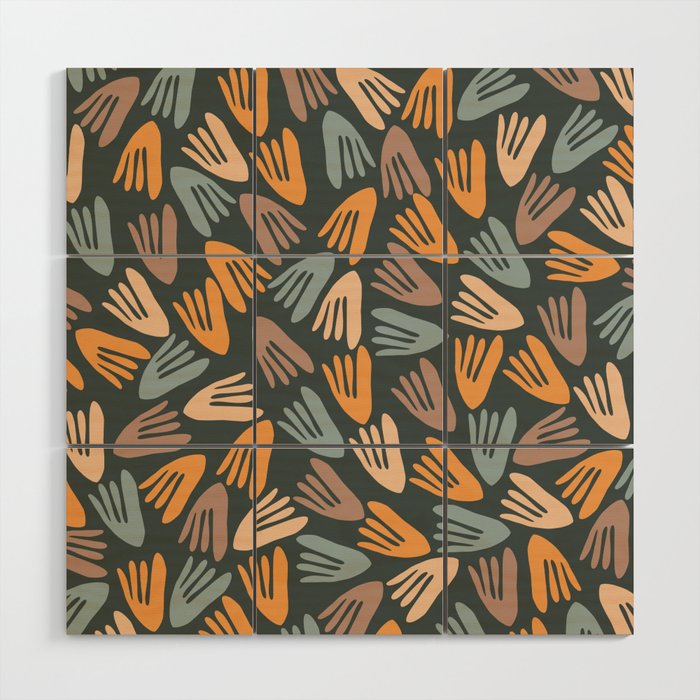 Papier Découpé Abstract Cutout Pattern Slate Blue Orange Blush Taupe Wood Wall Art Gallery Image 1