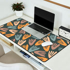 Papier Découpé Abstract Cutout Pattern Slate Blue Orange Blush Taupe Desk Mat Gallery Image 2
