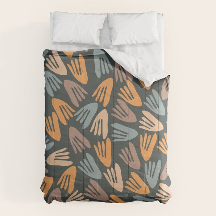 Papier Découpé Abstract Cutout Pattern Slate Blue Orange Blush Taupe Comforter Gallery Image 1