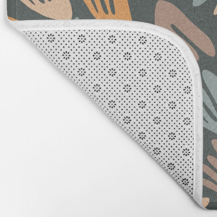 Papier Découpé Abstract Cutout Pattern Slate Blue Orange Blush Taupe Bath Mat Gallery Image 2
