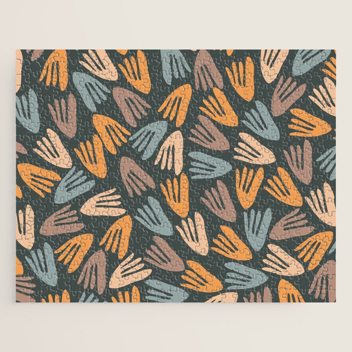 Papier Découpé Abstract Cutout Pattern Slate Blue Orange Blush Taupe Jigsaw Puzzle Gallery Image 1