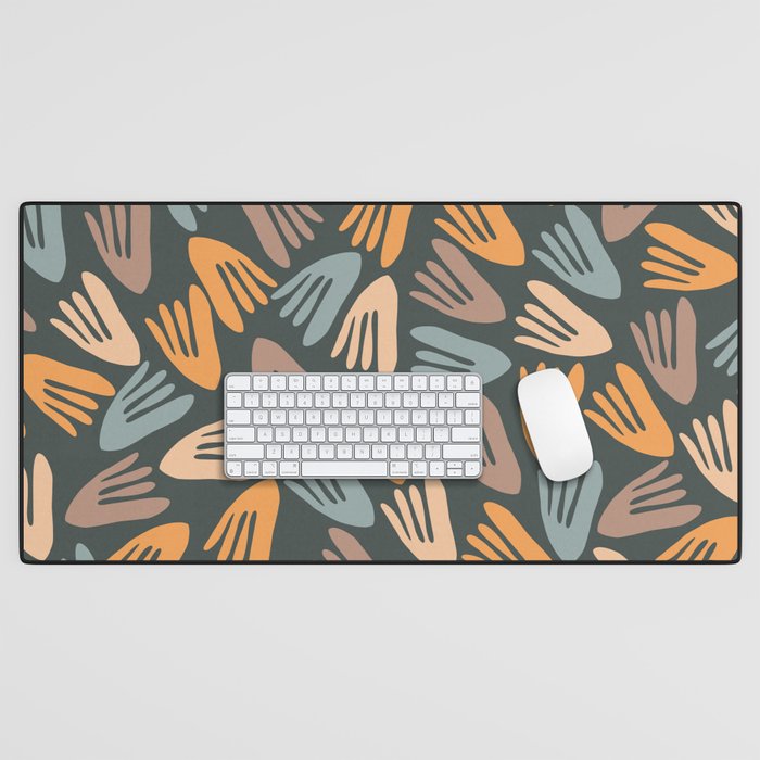 Papier Découpé Abstract Cutout Pattern Slate Blue Orange Blush Taupe Desk Mat Gallery Image 1