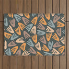 Papier Découpé Abstract Cutout Pattern Slate Blue Orange Blush Taupe Outdoor Rug Gallery Image 1