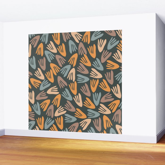 Papier Découpé Abstract Cutout Pattern Slate Blue Orange Blush Taupe Wall Mural Gallery Image 2