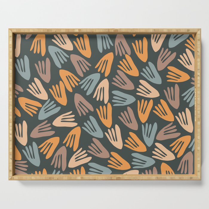 Papier Découpé Abstract Cutout Pattern Slate Blue Orange Blush Taupe Serving Tray Gallery Image 1