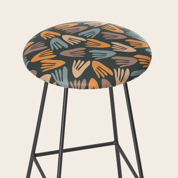 Papier Découpé Abstract Cutout Pattern Slate Blue Orange Blush Taupe Stool Gallery Image 2
