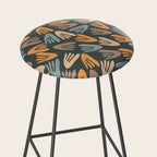 Papier Découpé Abstract Cutout Pattern Slate Blue Orange Blush Taupe Stool Gallery Image 2