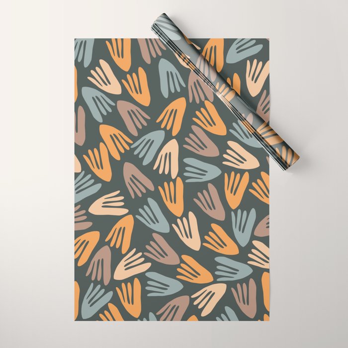 Papier Découpé Abstract Cutout Pattern Slate Blue Orange Blush Taupe Wrapping Paper Gallery Image 1