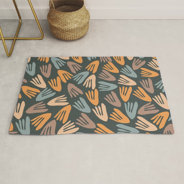 Papier Découpé Abstract Cutout Pattern Slate Blue Orange Blush Taupe Rug Gallery Image 1