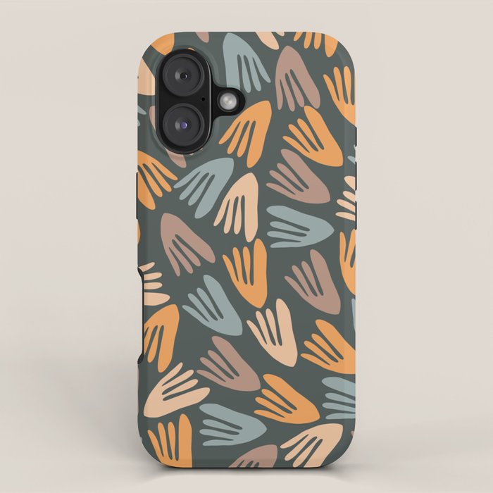 Papier Découpé Abstract Cutout Pattern Slate Blue Orange Blush Taupe iPhone Case Gallery Image 1