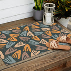 Papier Découpé Abstract Cutout Pattern Slate Blue Orange Blush Taupe Outdoor Rug Gallery Image 2