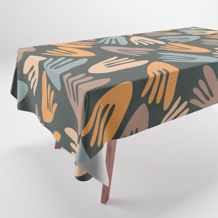 Papier Découpé Abstract Cutout Pattern Slate Blue Orange Blush Taupe Tablecloth Gallery Image 1
