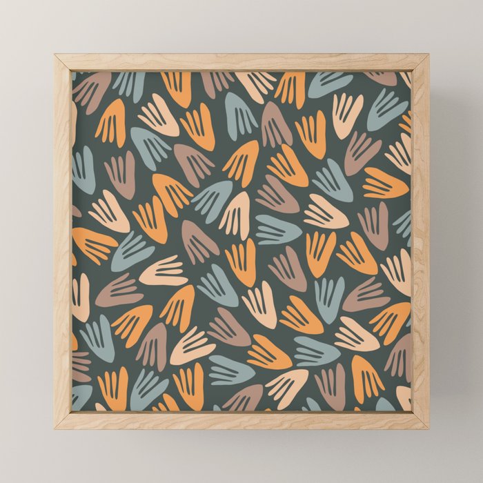 Papier Découpé Abstract Cutout Pattern Slate Blue Orange Blush Taupe Mini Art Print Gallery Image 1